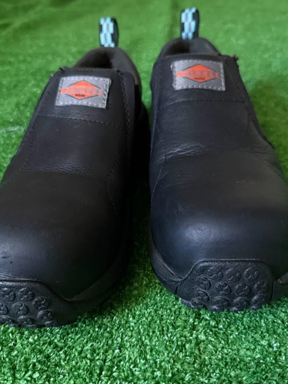 Merrell Jungle Moc Leather Comp Toe Work Shoes Men's Size 7M Black Slip On